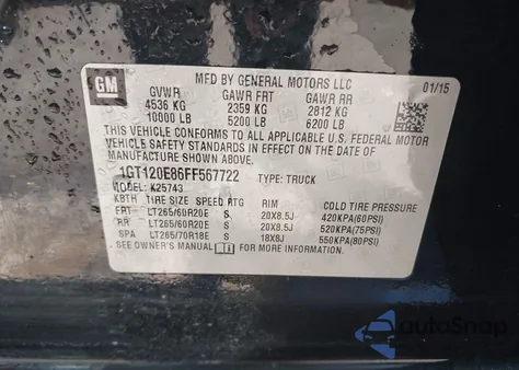 2015 GMC Sierra 2500Hd Denali z USA, uszkodzony, nr VIN 1GT120E86FF567722